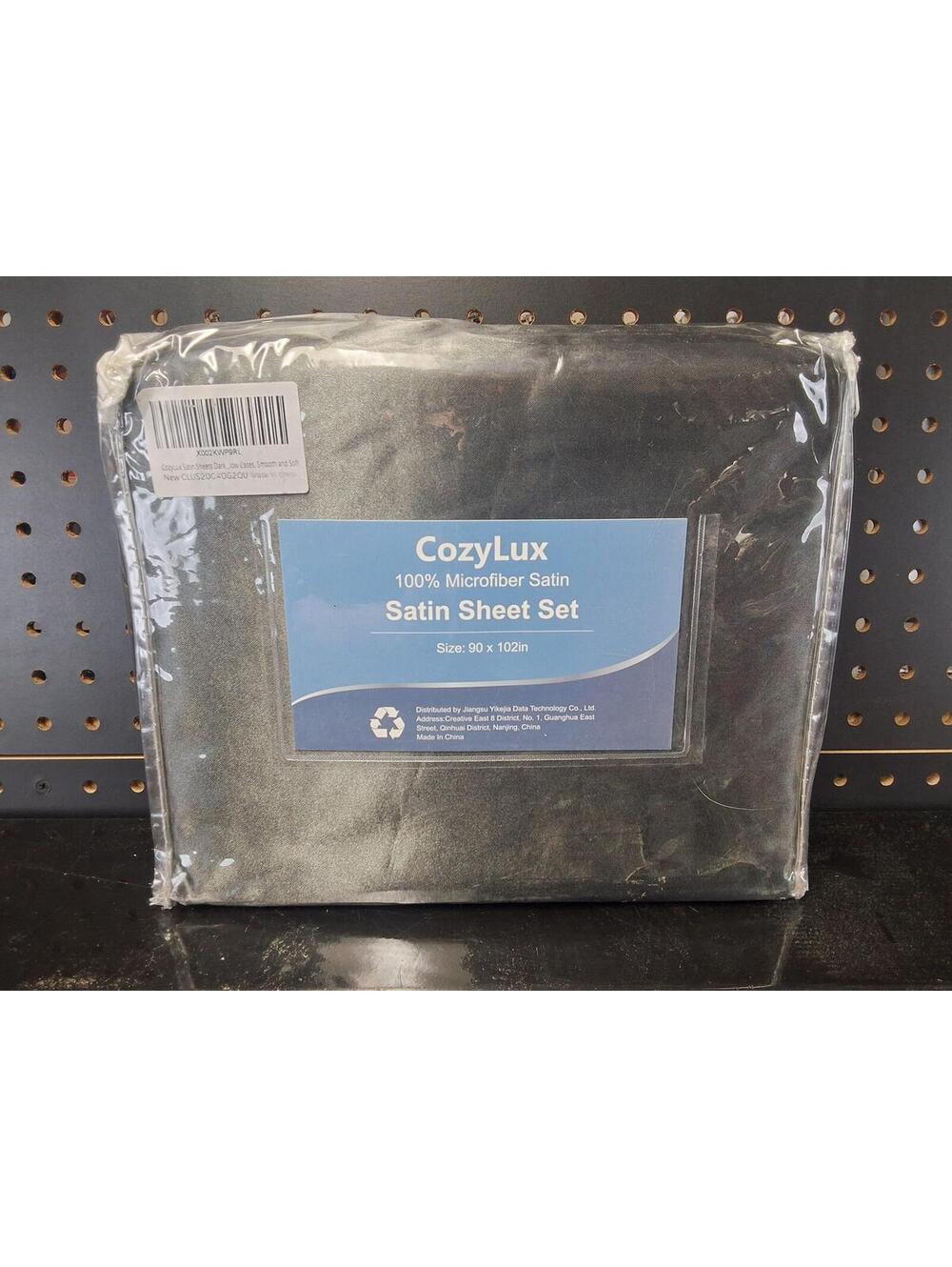 Queen size CozyLux Satin Sheet Set - Dark Gray